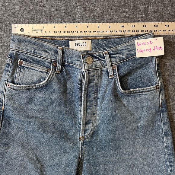 Agolde Riley Distressed Straight Button Fly Jeans - Women's Size 26 - Blue - Picture 6 of 9